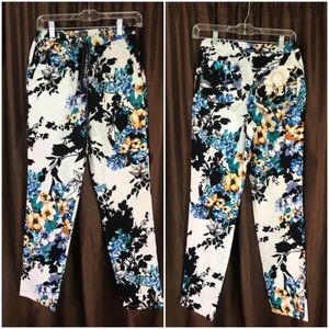 JAANUU floral print straight leg scrub pants
